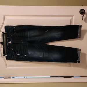 Dark wash denim jeans super stretchy high waisted mid rise butt lifting size 14